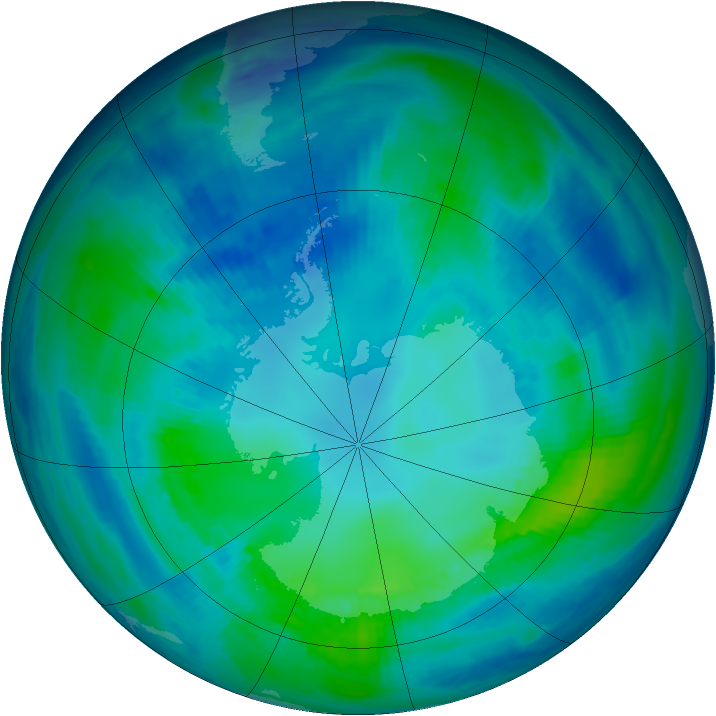 Antarctic ozone map for 25 April 1999